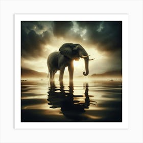 Elephant In The Water 6 Art Print