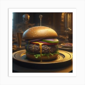 Burger On A Plate 129 Art Print