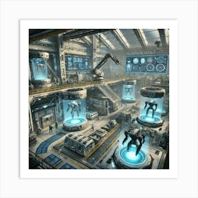 The Interior Of A Futuristic Mech Factory In The K Art Print