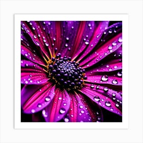 Purple Flower With Water Droplets 6 Art Print