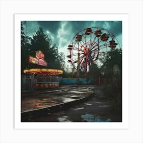 Abandoned Amusement Park Art Print