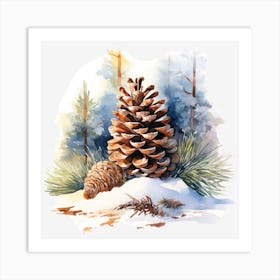 Pine Cones In The Snow 1 Art Print