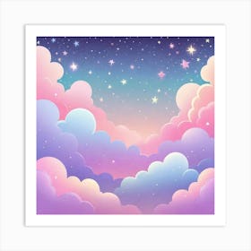 Sky With Twinkling Stars In Pastel Colors Square Composition 28 Art Print