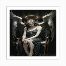 Default Female Archangel Dark Aquarell Background Heaven Elega 3 Art Print