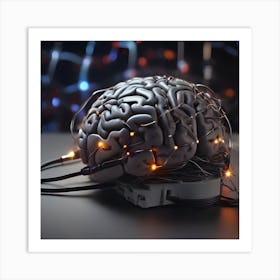 Brain With Wires Art Print