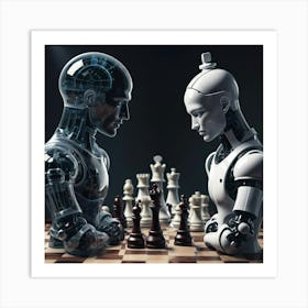 Two Robots Playing Chess Art Print