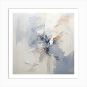 Ethereal Echoes: Captivating Brushstrokes in Blue and Grey Art Print