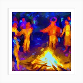 Shaman by the fire Art Print