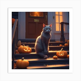 Halloween Cat 32 Art Print