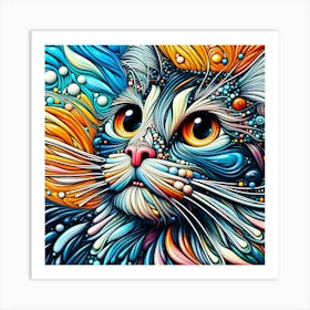 Cat With Bubbles Art Print