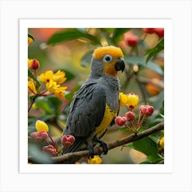Parrot Perched On A Branch 1 Art Print