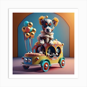 Circus Puppy (Series) Clown Car Art Print