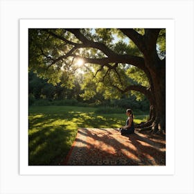 Meditating Under A Tree Art Print