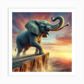 Elephant On The Cliff 1 Art Print