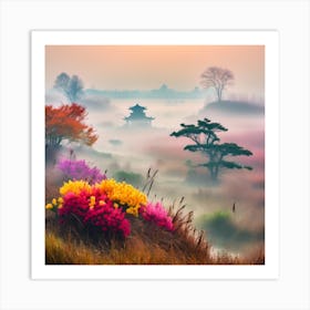 Pagoda in the mists Art Print