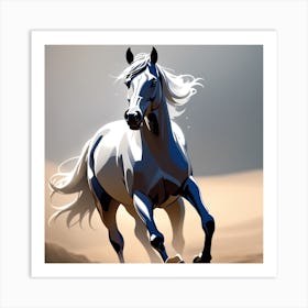 Horse Running In The Desert Art Print