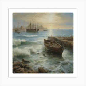 Boats In The Harbor 1 Art Print