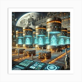 A Futuristic Science Fiction Scene Depicting Advan Art Print