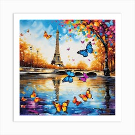 Paris With Butterflies 111 Art Print