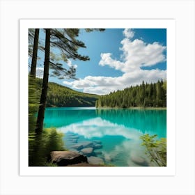 Blue Lake - Lake Stock Videos & Royalty-Free Footage Art Print