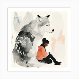 Wolf And Girl 1 Art Print