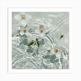 White Flowers In Water Art Print