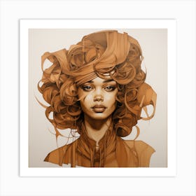 Woman With Curly Hair Art Print