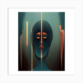 Abstract Woman In The Rain Art Print