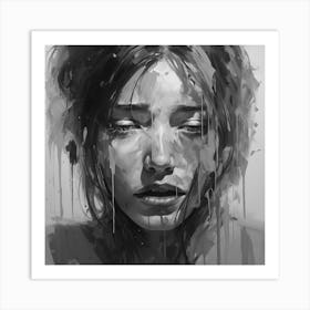 Black & White woman's face Art Print