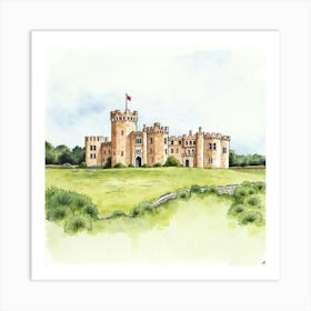 Watercolor Painting Of The Ashby De La Zouch Castle In Leicestershire, Capturing Its Medieval Architecture And Scenic Setting Art Print