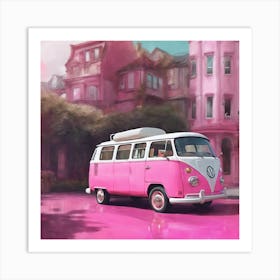 Pink Vw Bus Art Print
