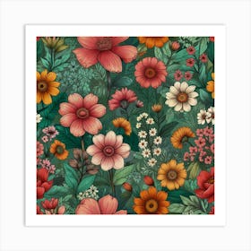 Floral Seamless Pattern 1 Art Print