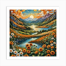 Sunflowers In The Valley 1 Art Print