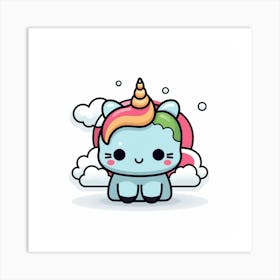 Unicorn Kawaii 2 Art Print