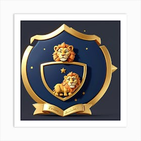 Default Logo Of A Shield With A Lions Head And A Star On It V 3 Art Print