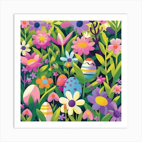 Easter Eggs In The Garden Art Print