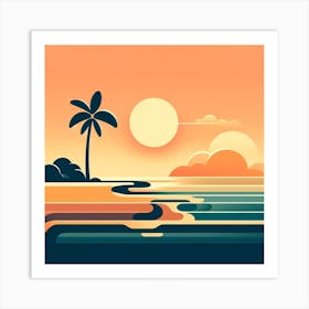 Sunset On The Beach Art Print