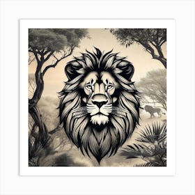 Lion In The Jungle 2 Art Print