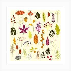 Autumn Leaves and Forest Finds Art Print