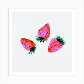 Red Lavender Sweet Strawberries Fruit Art Print