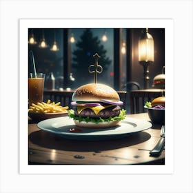 Burger In A Restaurant 11 Art Print