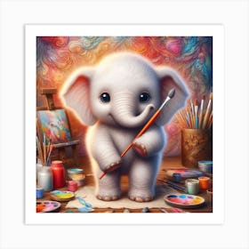 Elephant Artist 1 Art Print