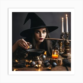 Witch With A Candle Art Print