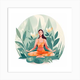 Woman Meditating In The Garden Bloom Body Art Art Print