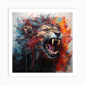 Abstract Fierce Lion Art Print