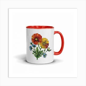 Boho Pressed Flower Design For A Coffee Mug On A Art Print