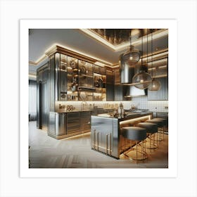 Modern Kitchen With Gold Accents Art Print