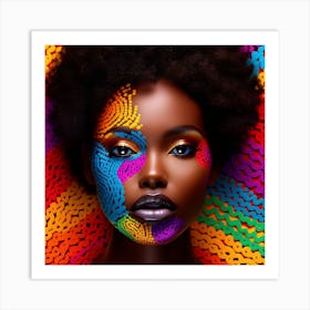 Beautiful African Woman With Colorful Makeup 2 Art Print