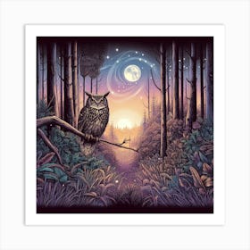 Owl In The Forest 9 Art Print