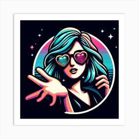 Retro Girl In Sunglasses 1 Art Print
